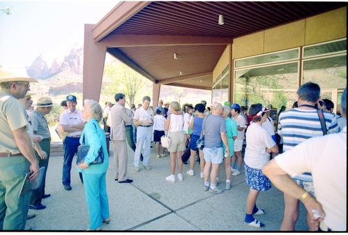 Color Photos of the parks 72nd anniversary celebrations- cake cutting, barbecue, speakers.