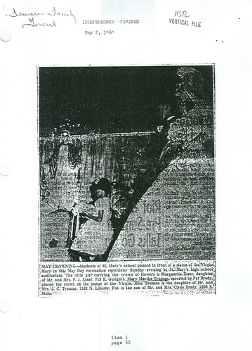 “May Crowning,” Independence Examiner, 2 May 1960.