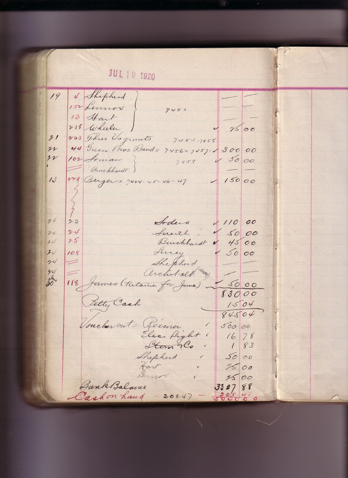 Thomas Edison's New York City Recording Studio Cash Book 16 (of 21), Image 260 (of 305).