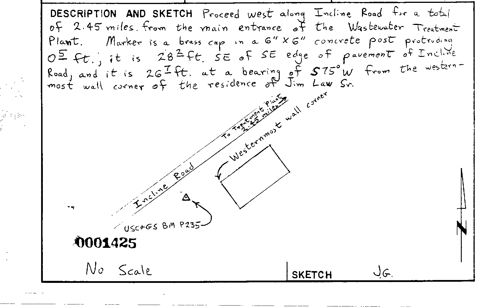 00001425 Survey Monumentation Sketch