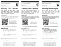 Print brochure with machine readable text about visiting Zion Canyon when park rangers are actively managing access to Zion Canyon Scenic Drive.