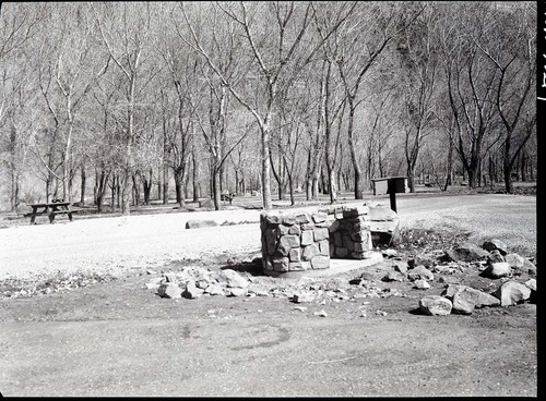 Container for garbage cans in South Campground.