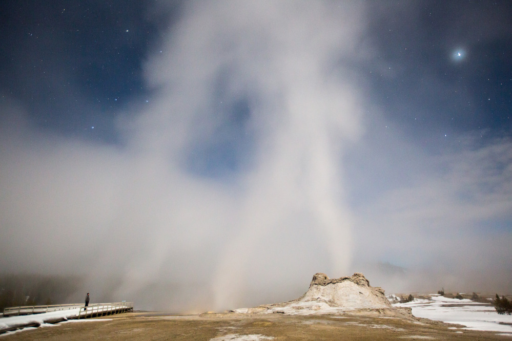 Castle Geyser by moonlight