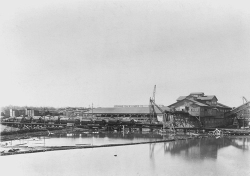 Srearns Coal and Lumber Company sawmill and log holding pond in Stearns, Kentucky.