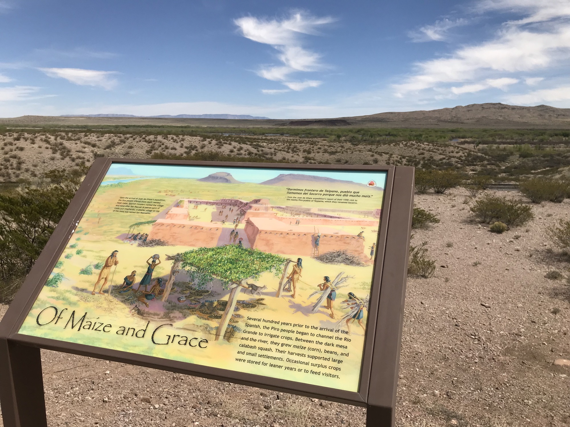 A wayside explaining historic ways of life at Bosque del Apache in Socorro County, NM