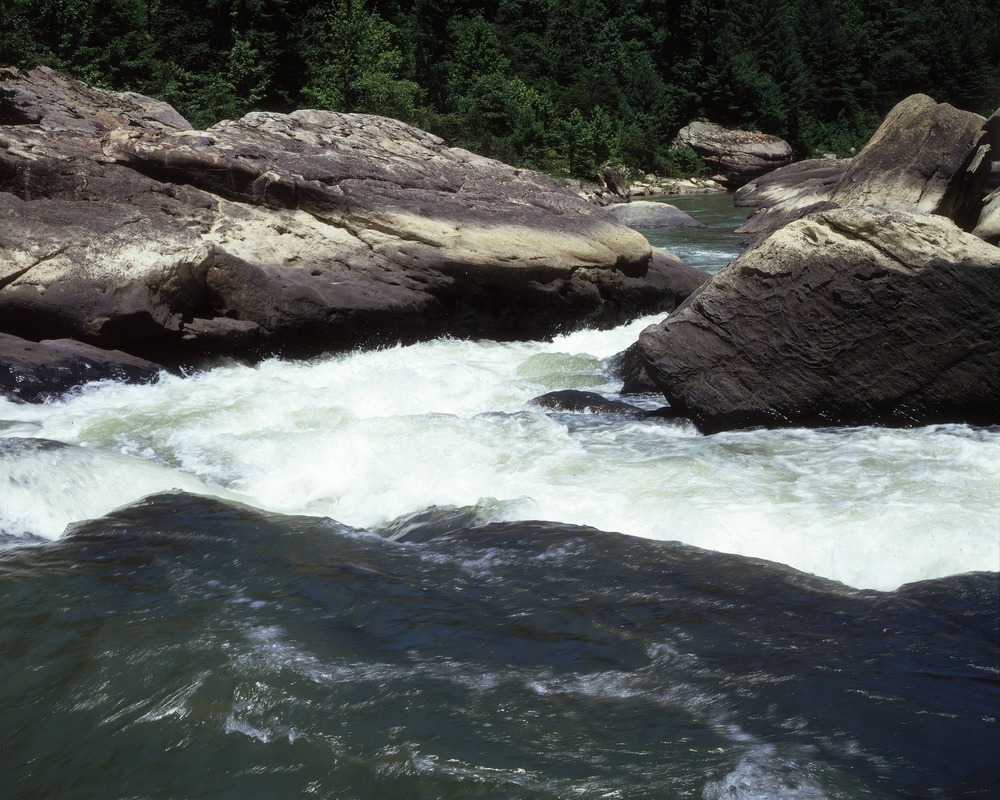 Angel Falls is a major Class III or IV rapids located downstream from Leatherwood Ford on the Big South Fork River.