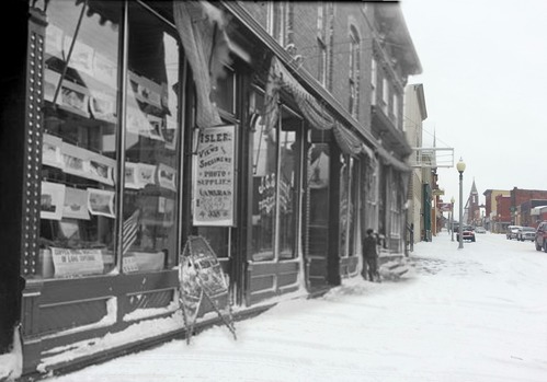 Historical image overlaid onto a present day photo