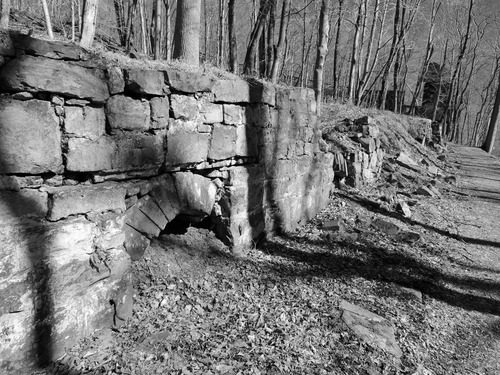 black and white photo of coke ovens