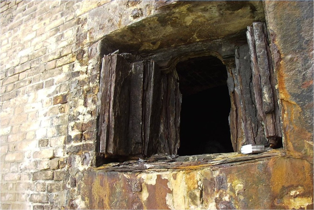 Photos of restoration before work was completed on shutters at Ft. Jefferson
