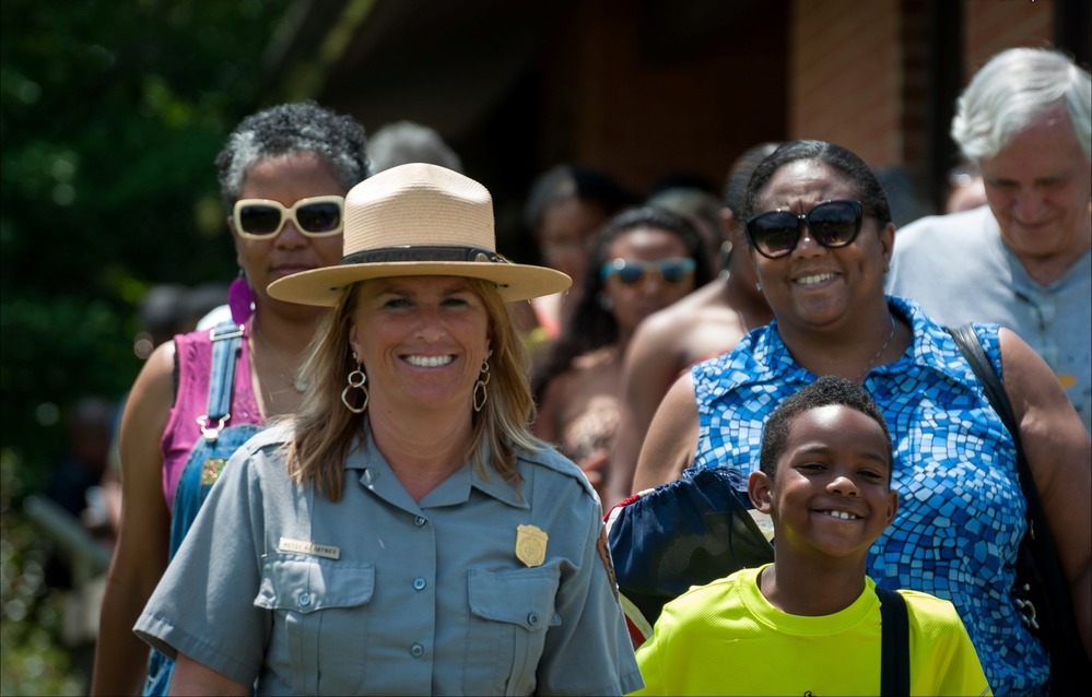 Ranger Betsy Haynes giving a tour