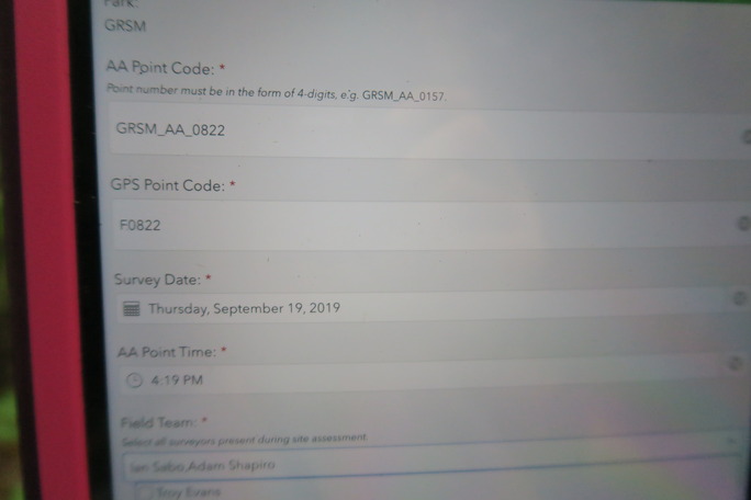 GRSM Accuracy Assessment. Plot Code: GRSM_AA_0822_1