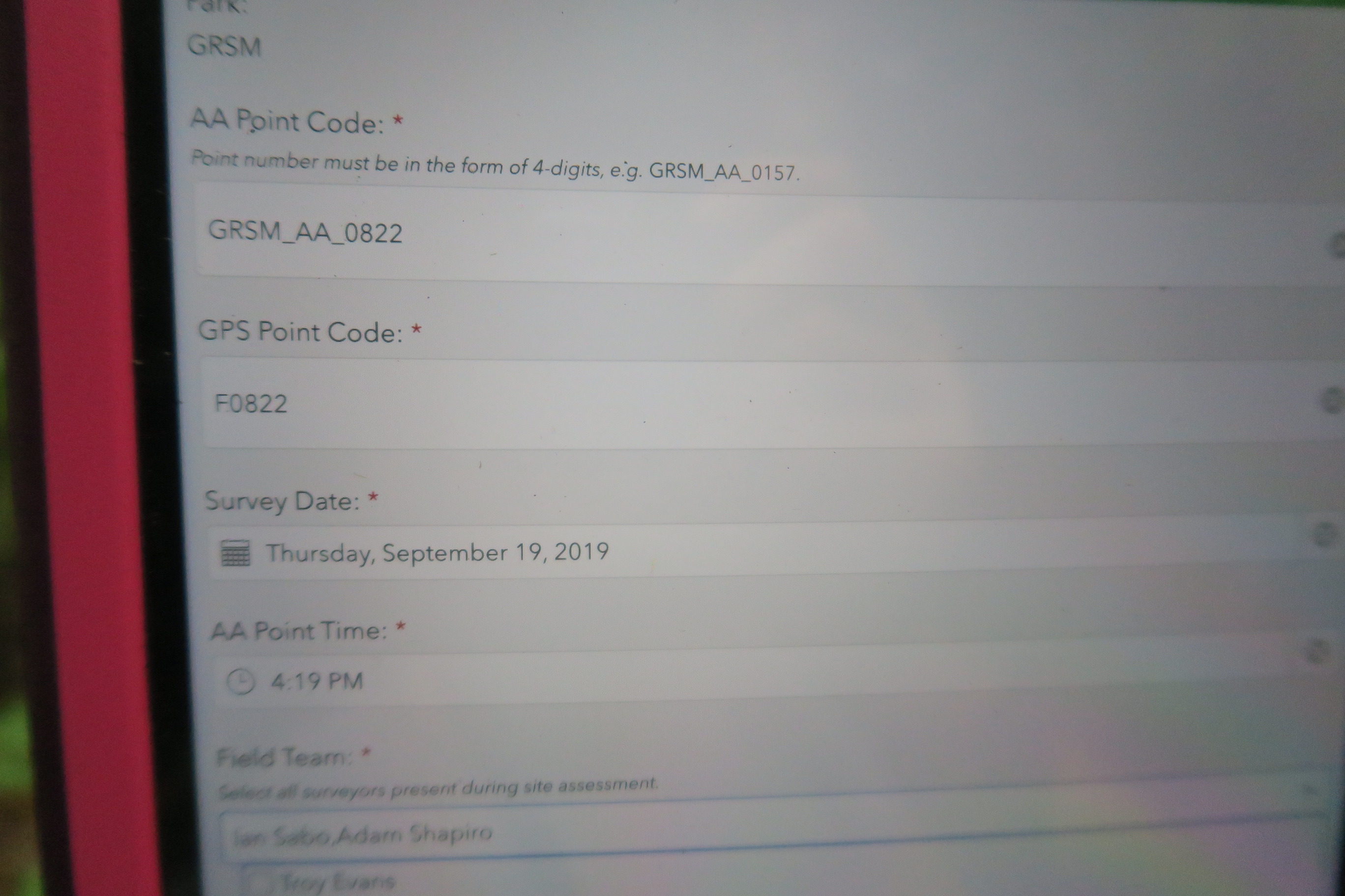 GRSM Accuracy Assessment. Plot Code: GRSM_AA_0822_1