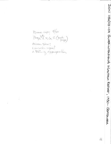 ZION 5087 Superintendents Monthly Report 1930 09