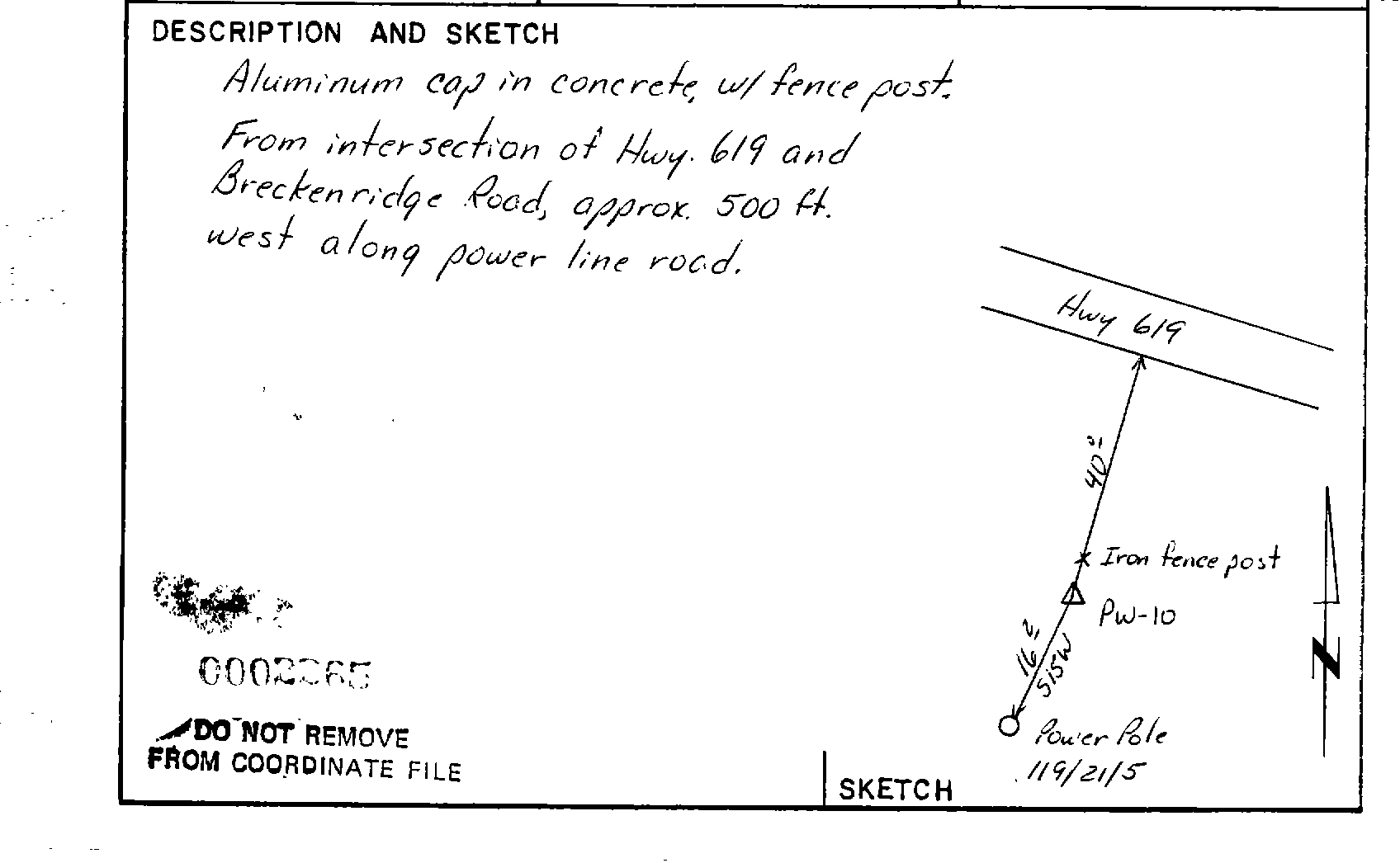 00002265 Survey Monumentation Sketch