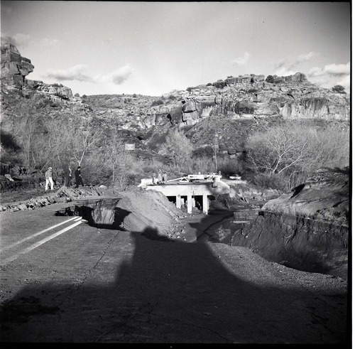 BW Photo of flood damage from 1966 flood.