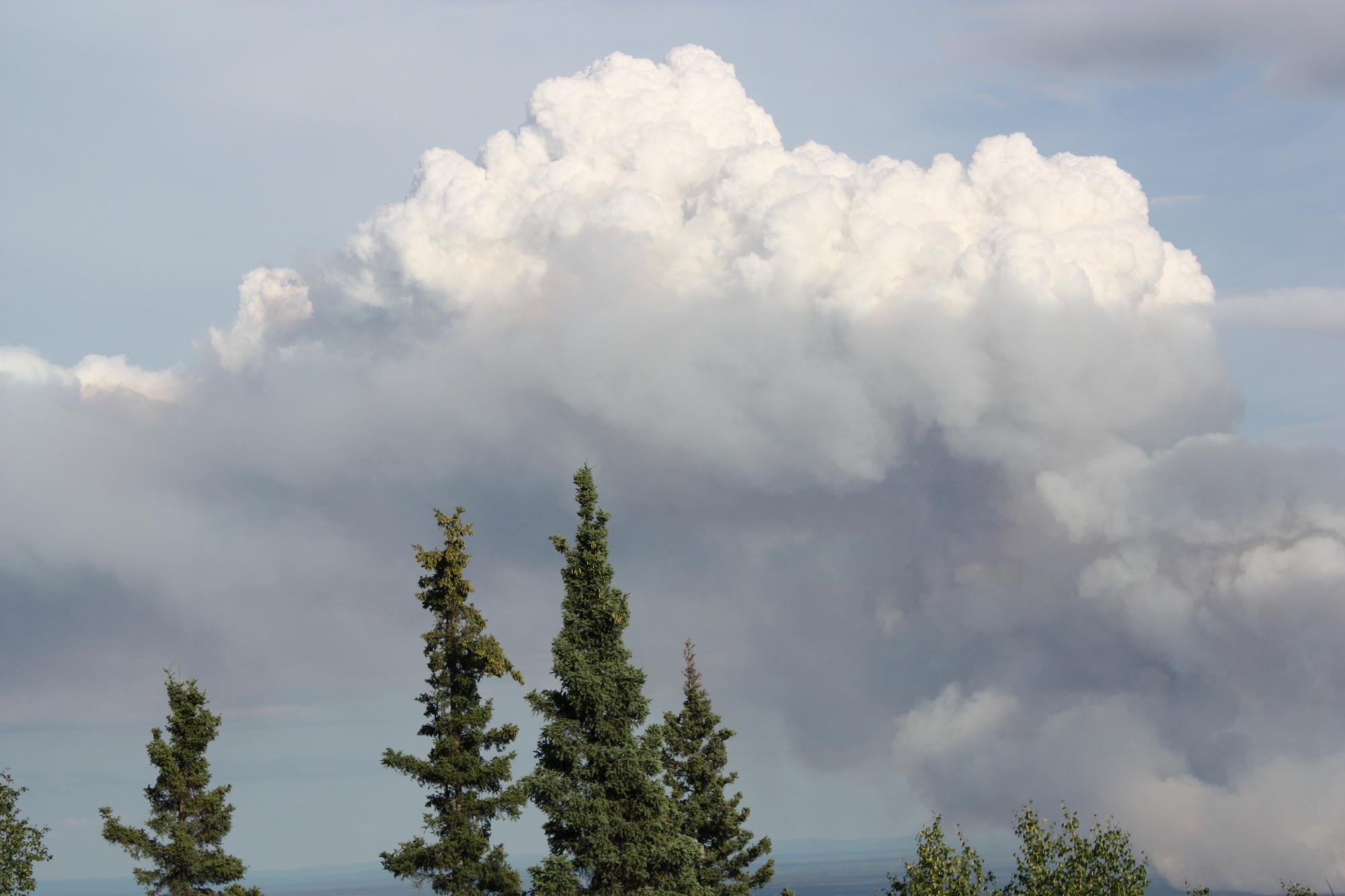 huge plume of smoke rising from a fire seen at a long distance