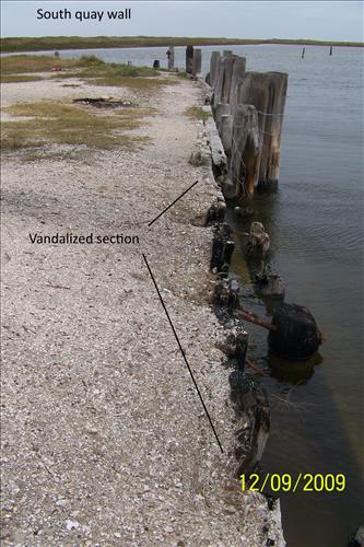 State of a quay wall at Yarborough Pass/Murdock's Landing as of Dec. 2009