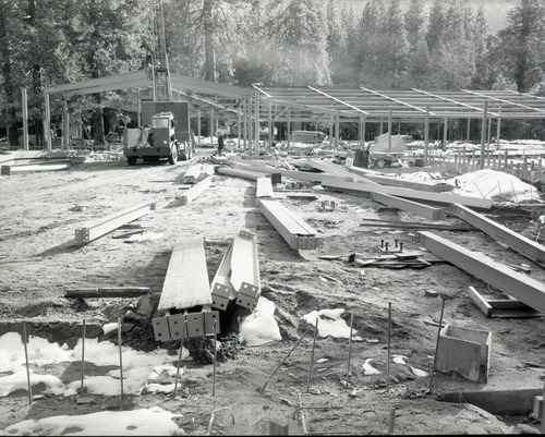 Construction of the New Yosemite Lodge 1955-1956. 7 negatives of December 13, 1955 including Cedar Cottage.