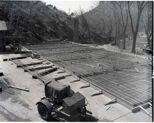 Restoration of Zion Lodge after its destruction by fire January 28, 1966.