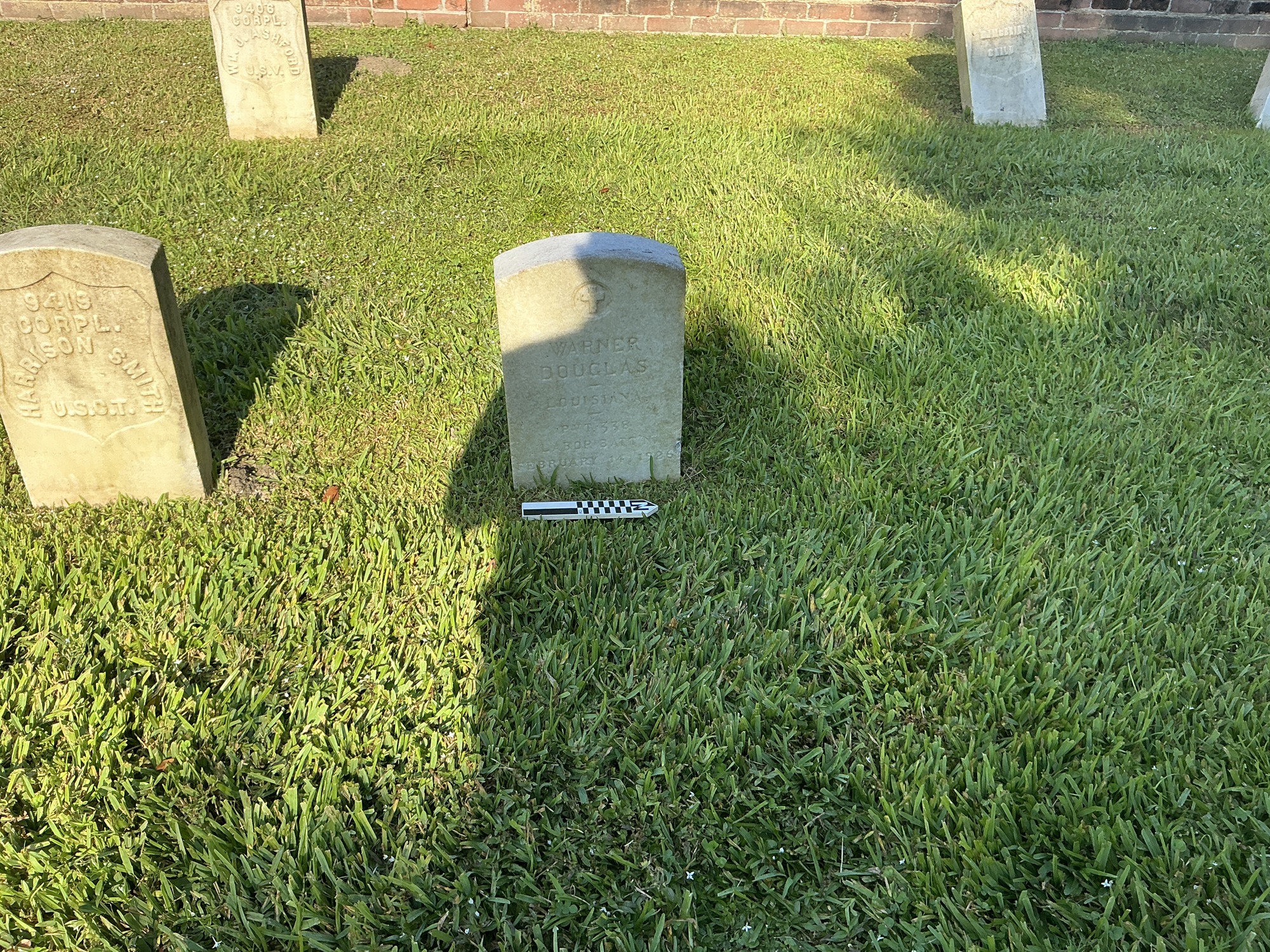 Extra image of upright marble headstone with flat face.