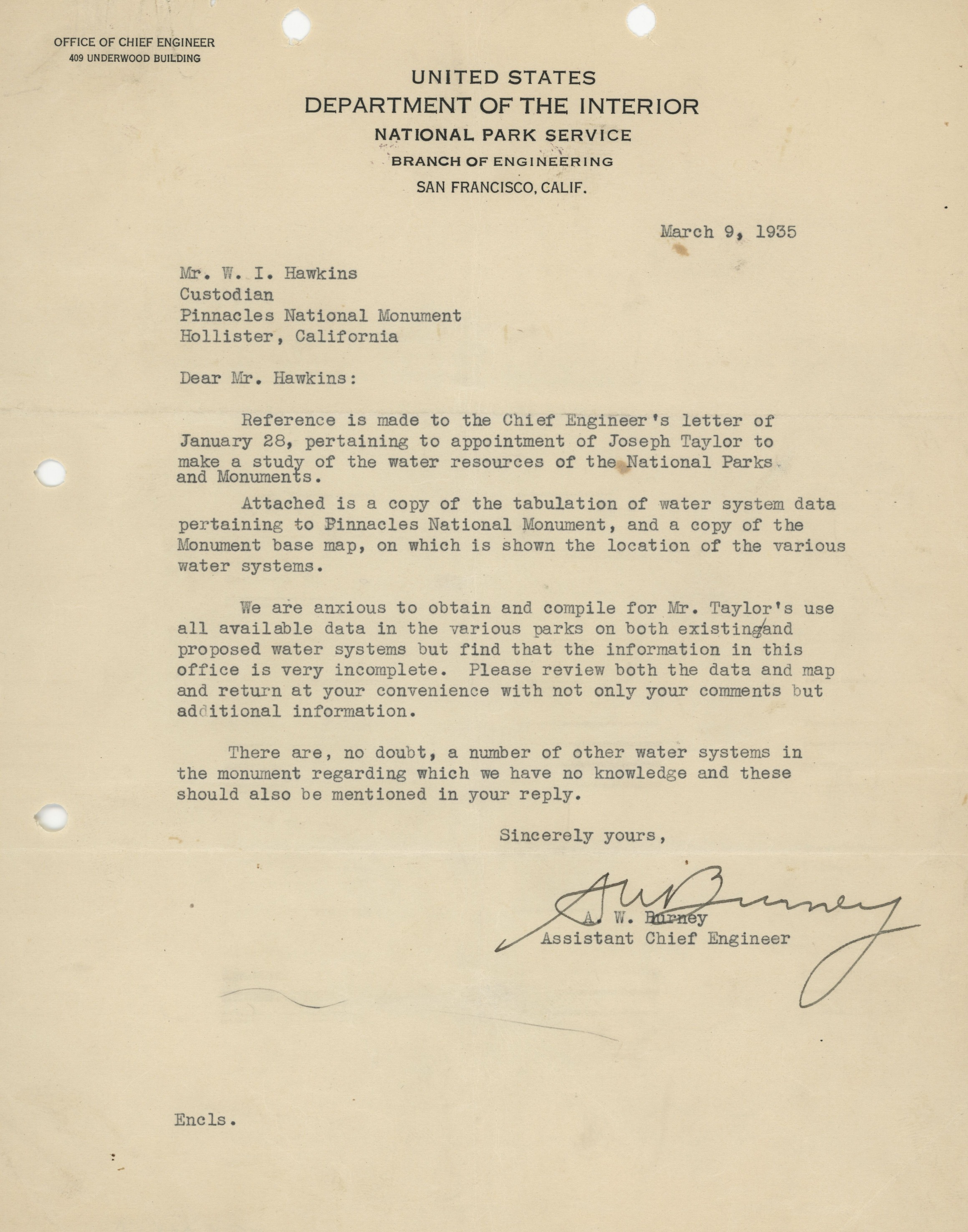 Water Resource Study Correspondence