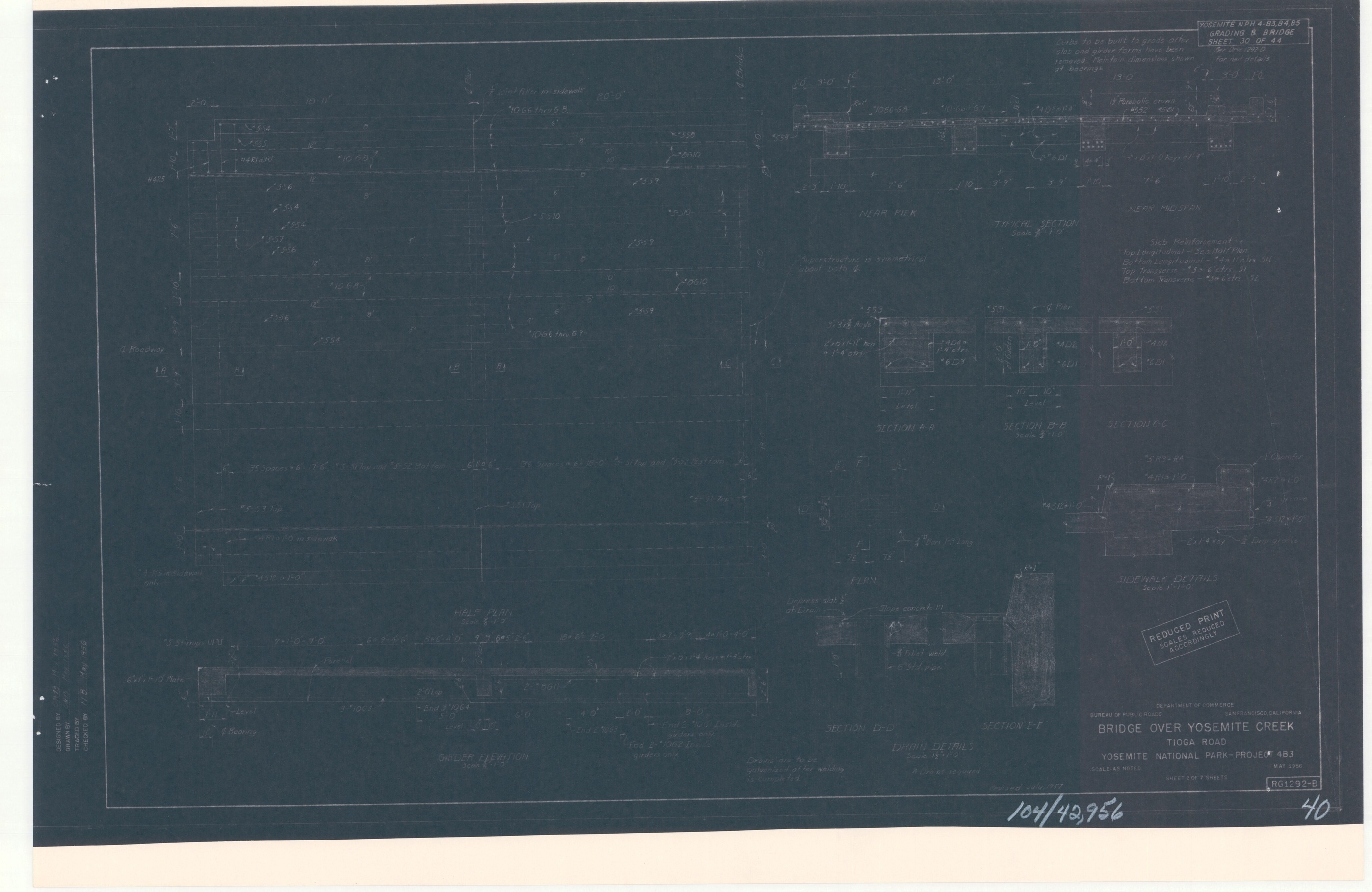 Yosemite N.P.H. 4-B3, B4, B5 Grading and Bridge - Bridge over Yosemite Creek Tioga Road