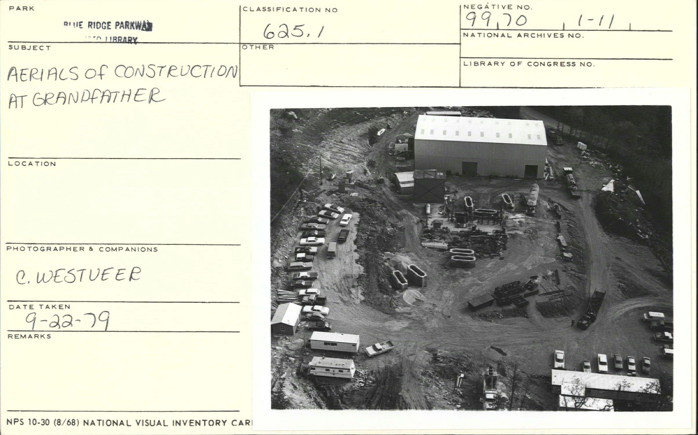Aerial view of construction at Grandfather Mountain