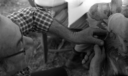 Leo Fesler demonstrating wood carving at the second annual Folklife Festival, Zion National Park Nature Center, September 7-8, 1978.