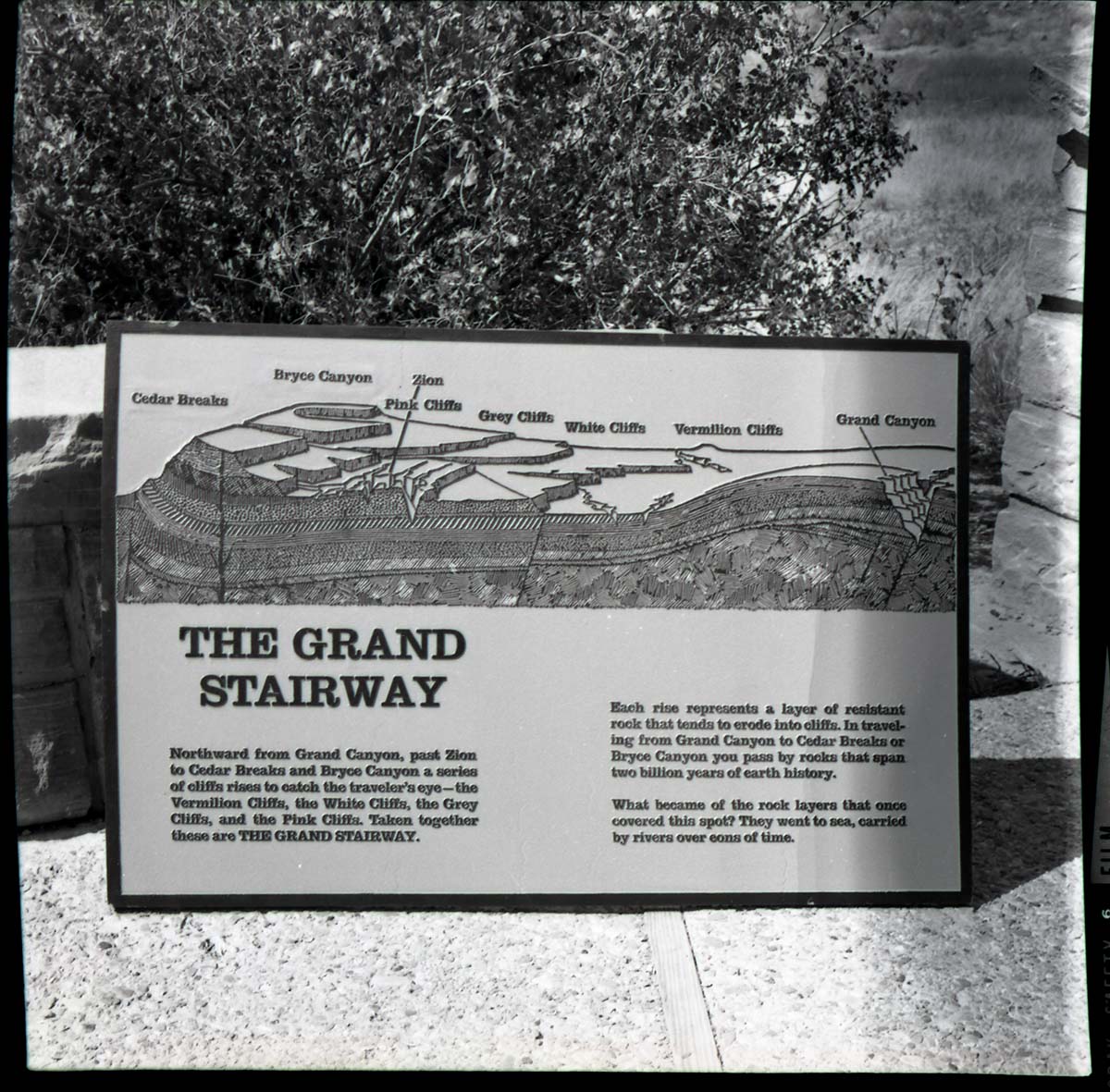 BW Photos of trailside exhibits.