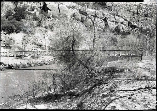 Suspension footbridge at the Grotto campground.