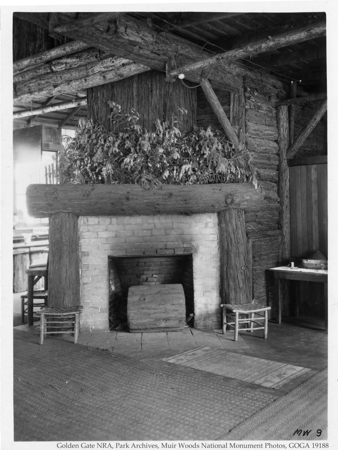 Muir Woods Cabin fireplace, c.1920-1936