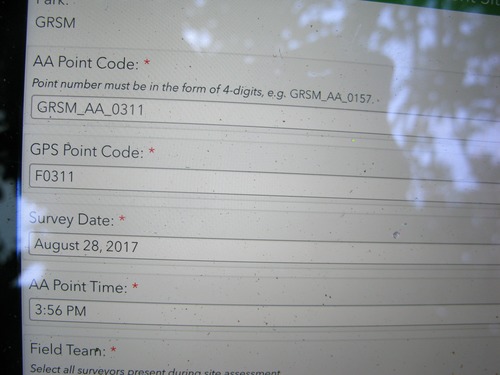 GRSM Accuracy Assessment. Plot Code: GRSM_AA_0311_1