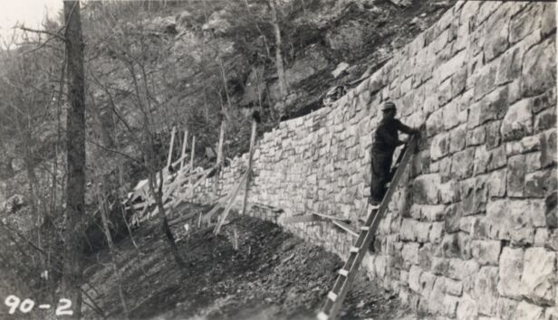 Station 119-121, cement rubble masonry wall