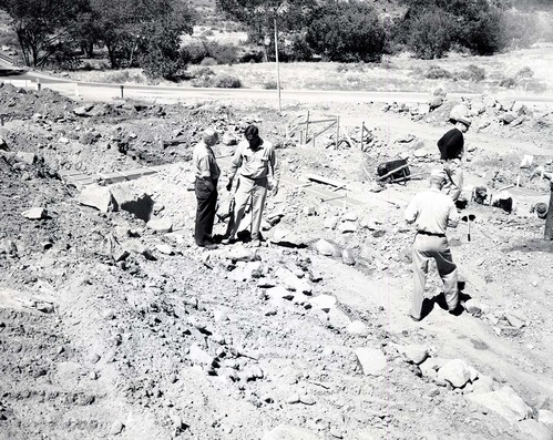 Superintendent Paul R. Franke and Contractor Renie on site at start of construction of the Mission 66 Visitor Center and Museum.