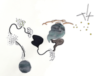 An abstract sketch with some color on a white background. 