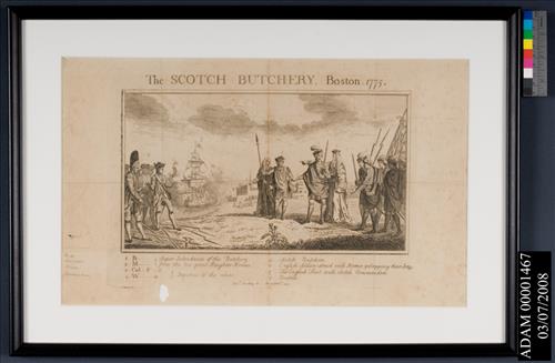 Framed Cartoon Titled "Scotch Butchery" from the Adams National Historical Park Collection