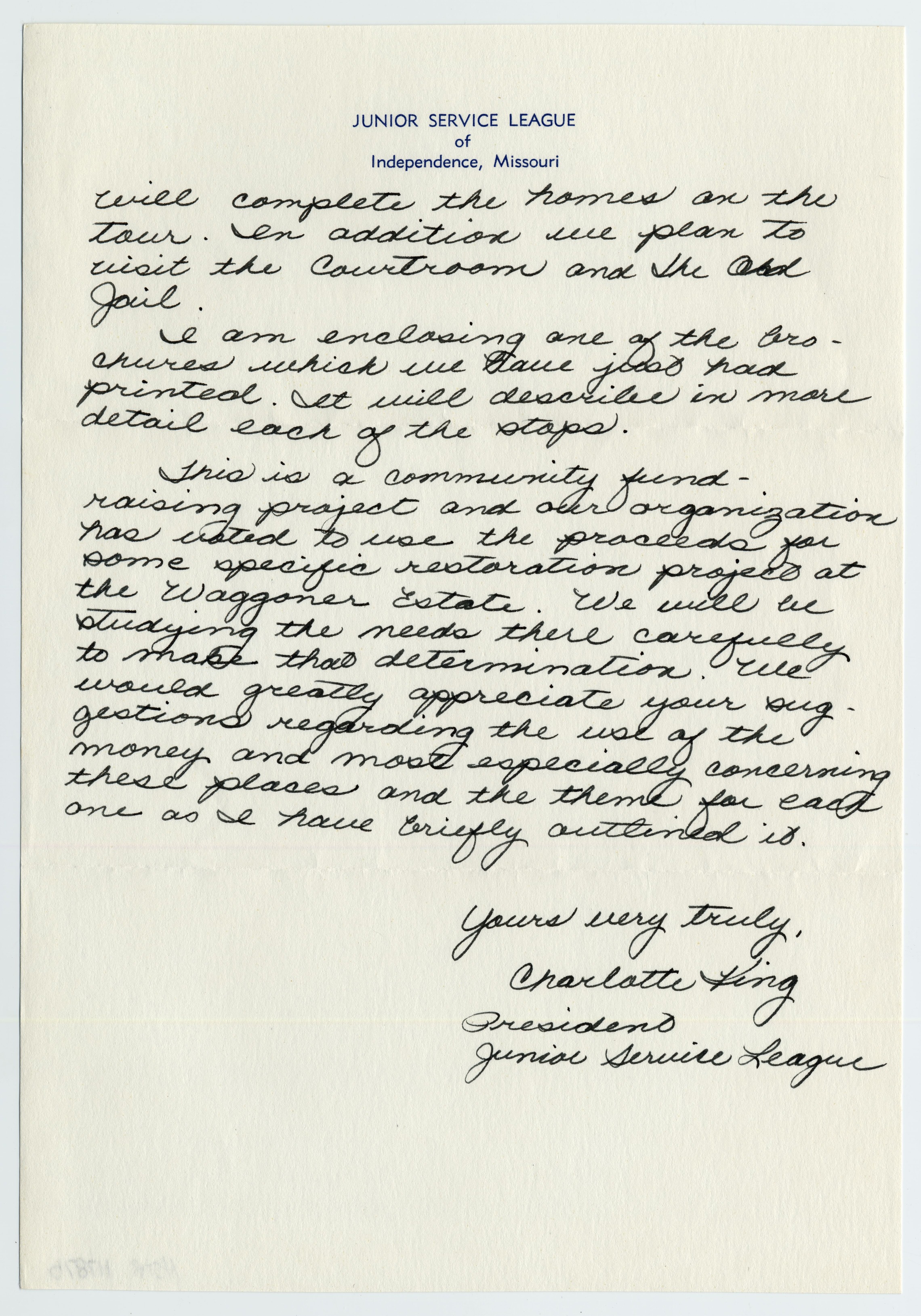 A letter written on white stationary.