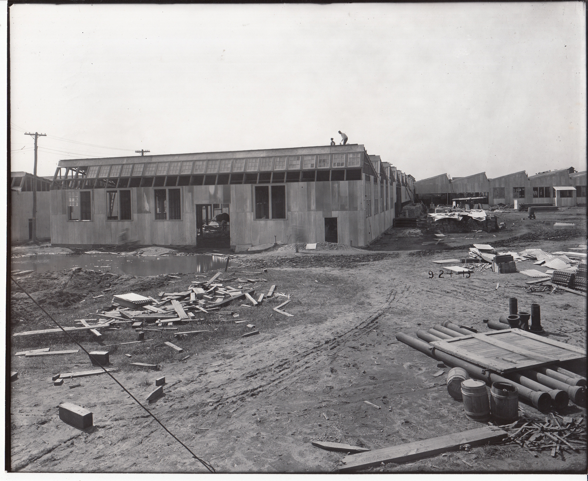 Progress of construction at chemical works.