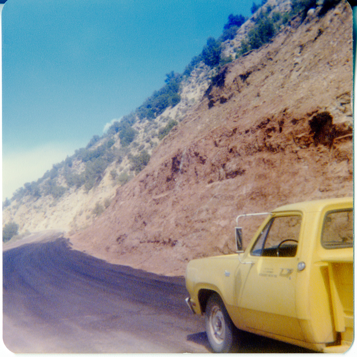 Yellow truck and views along the Kolob Terrace Road - North Unit.