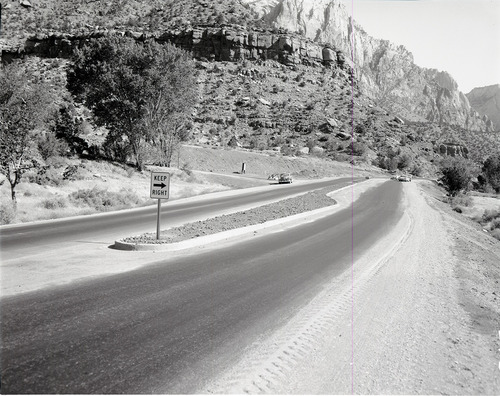 Traffic separator near Mission 66 Visitor Center and Museum. Project: realignment of Highway 1 (park highway).