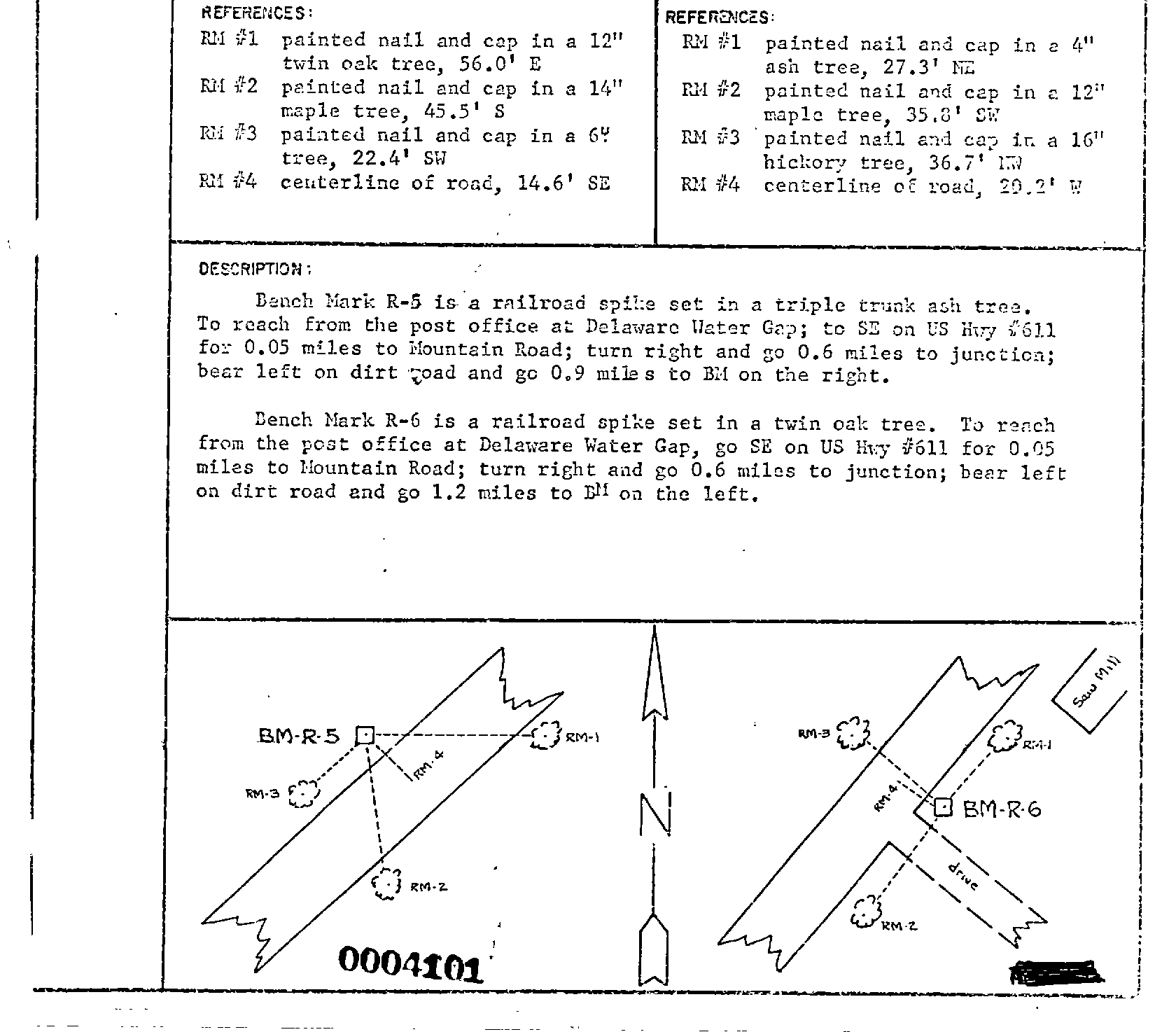 00004101 Monumentation Sketch of BM R-5 in Delaware Water Gap National Recreation Area, 1967