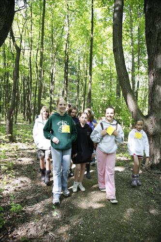 CVEEC Girl Scouts hiking on trail