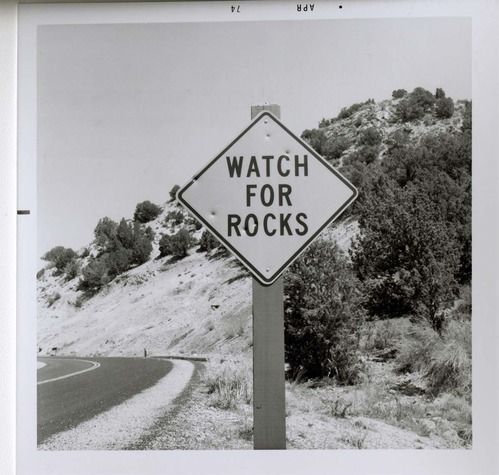 Road sign reading 'Watch for Rocks' in Kolob Canyon.