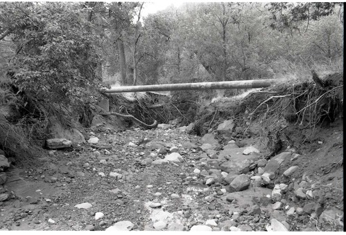 BW Photos of the damage from the Oak Creek flash flood of 1989.