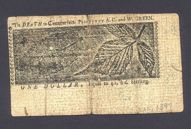 Maryland Currency 1 Dollar