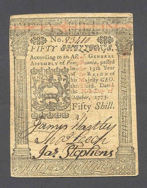 Pennsylvania Currency 50 Shillings
