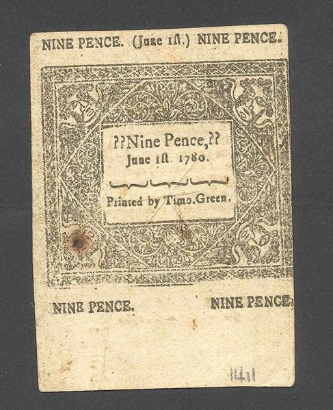 Connecticut Currency 9 Pence