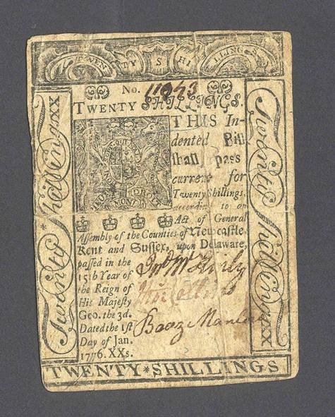 Delaware Currency 20 Shillings