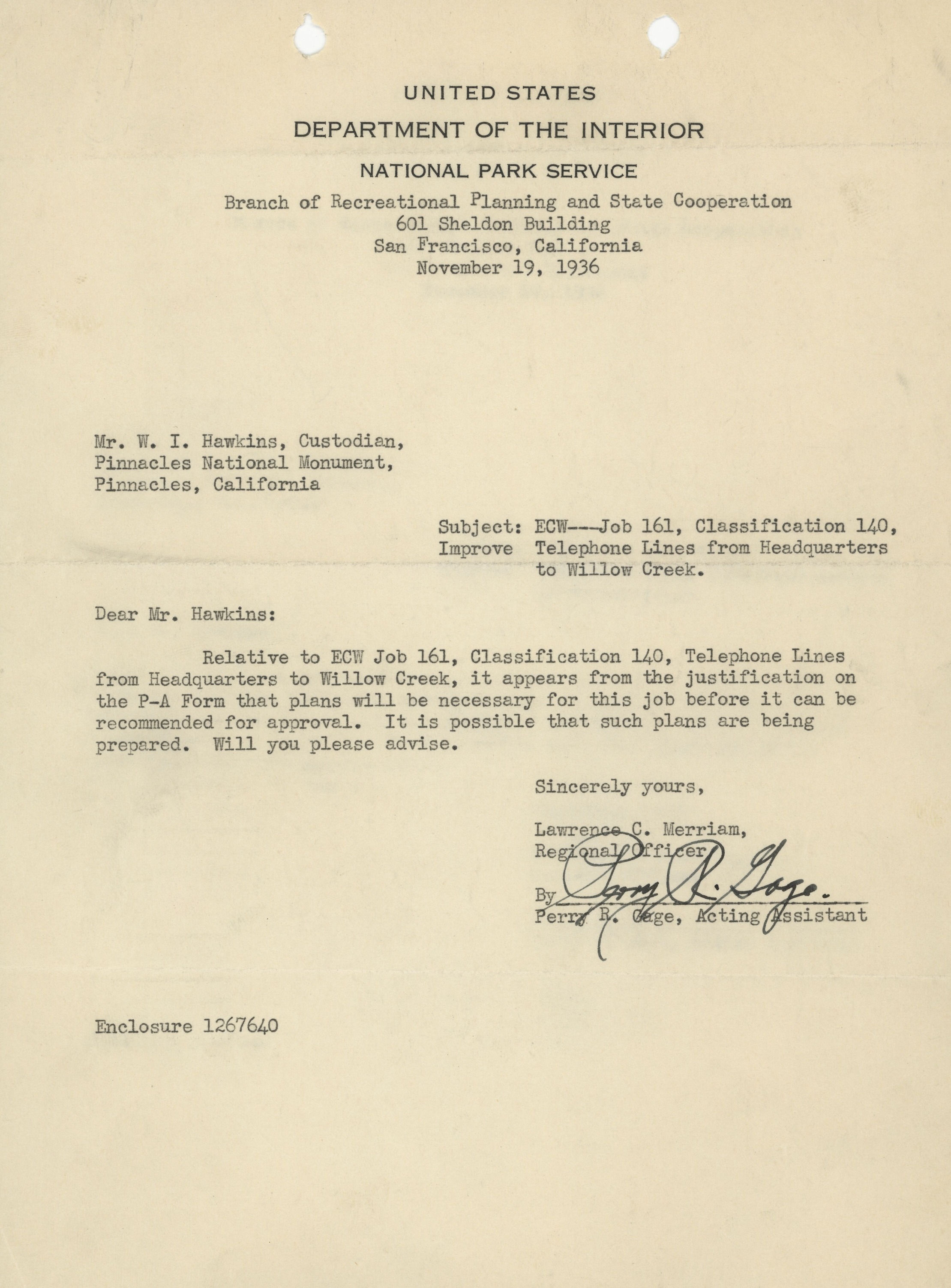 Telephone Line Construction Justification Correspondence