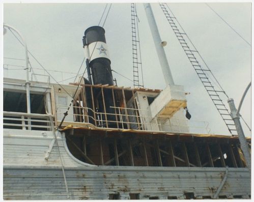 Various views of Wapama (built 1915; steam schooner) for condition survey and at different points during rennovation, circa 1987-1991